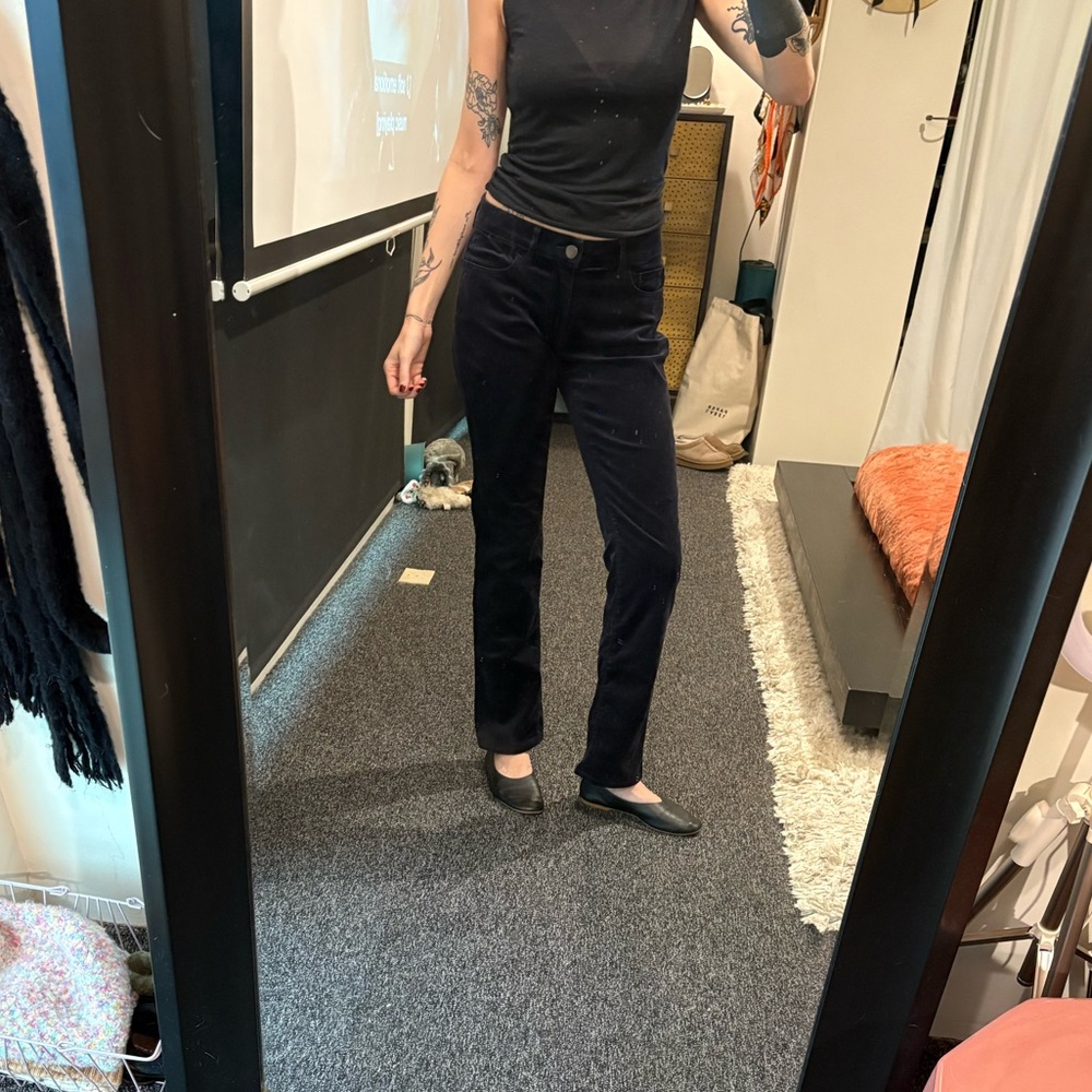 Navy Straight-Leg corduroy pants